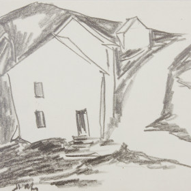 figurative graphic art Drawing Houses 40s 50s x13